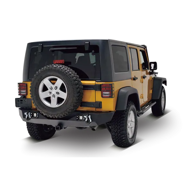 Jeep Wrangler JK – Heavy Duty Rock Crawler Rear Bumper with Two Round 12W LED Lights