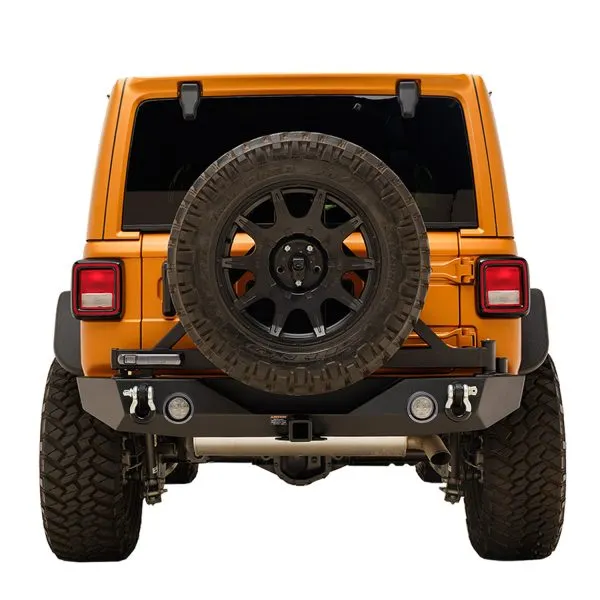 Jeep Wrangler JK/JL,Gladiator JT – EZgrip Rear Bumper with Secure Lock Tire Carrier,Backup camera Tire Adaptor and Harness + Two 12W LED Lights